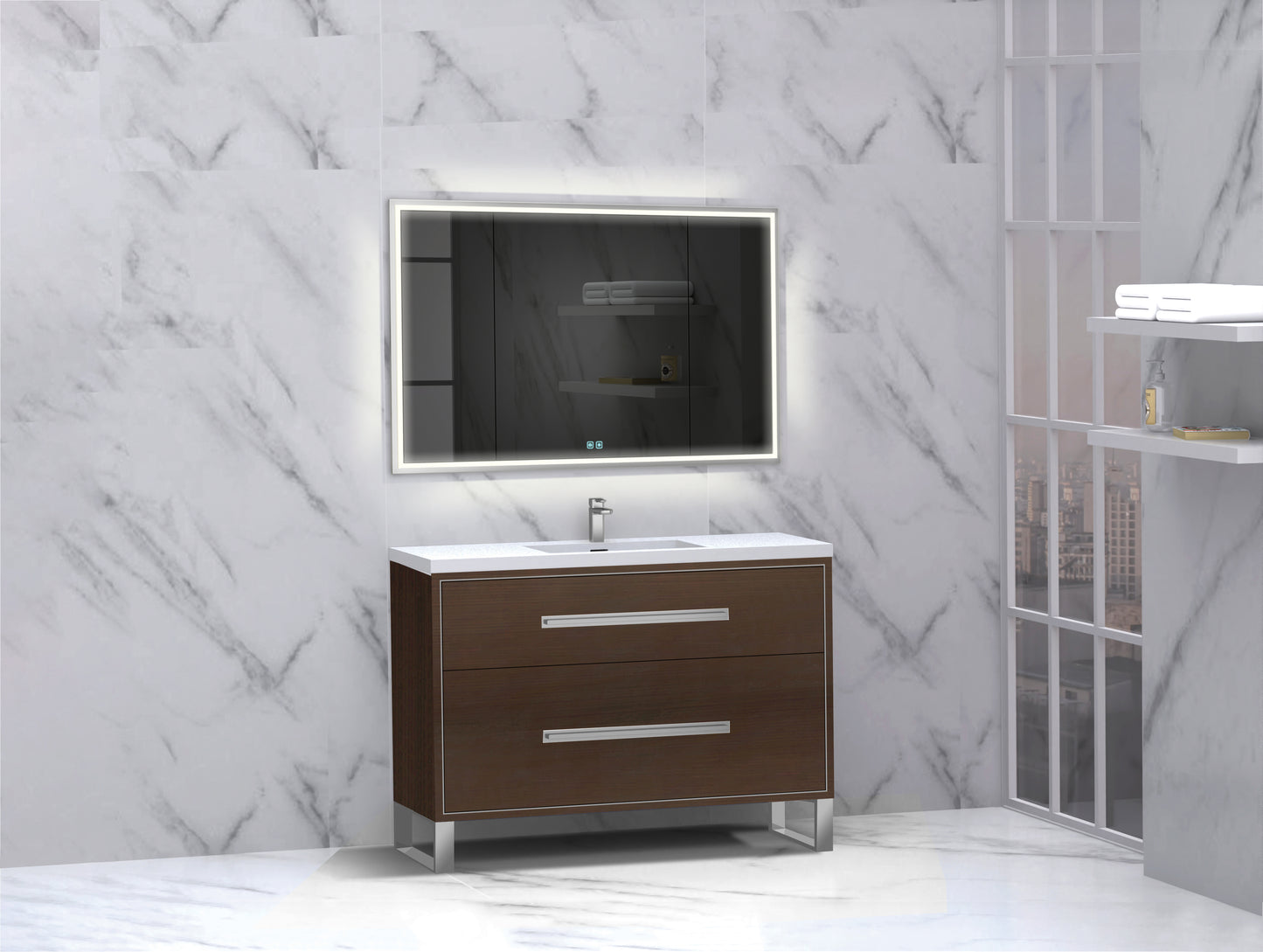Pinnacle 48C" Free Standing Vanity Cabinet with S-Feet