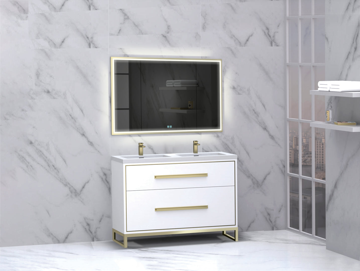 Pinnacle 48D" Free Standing Vanity Cabinet with C-Base