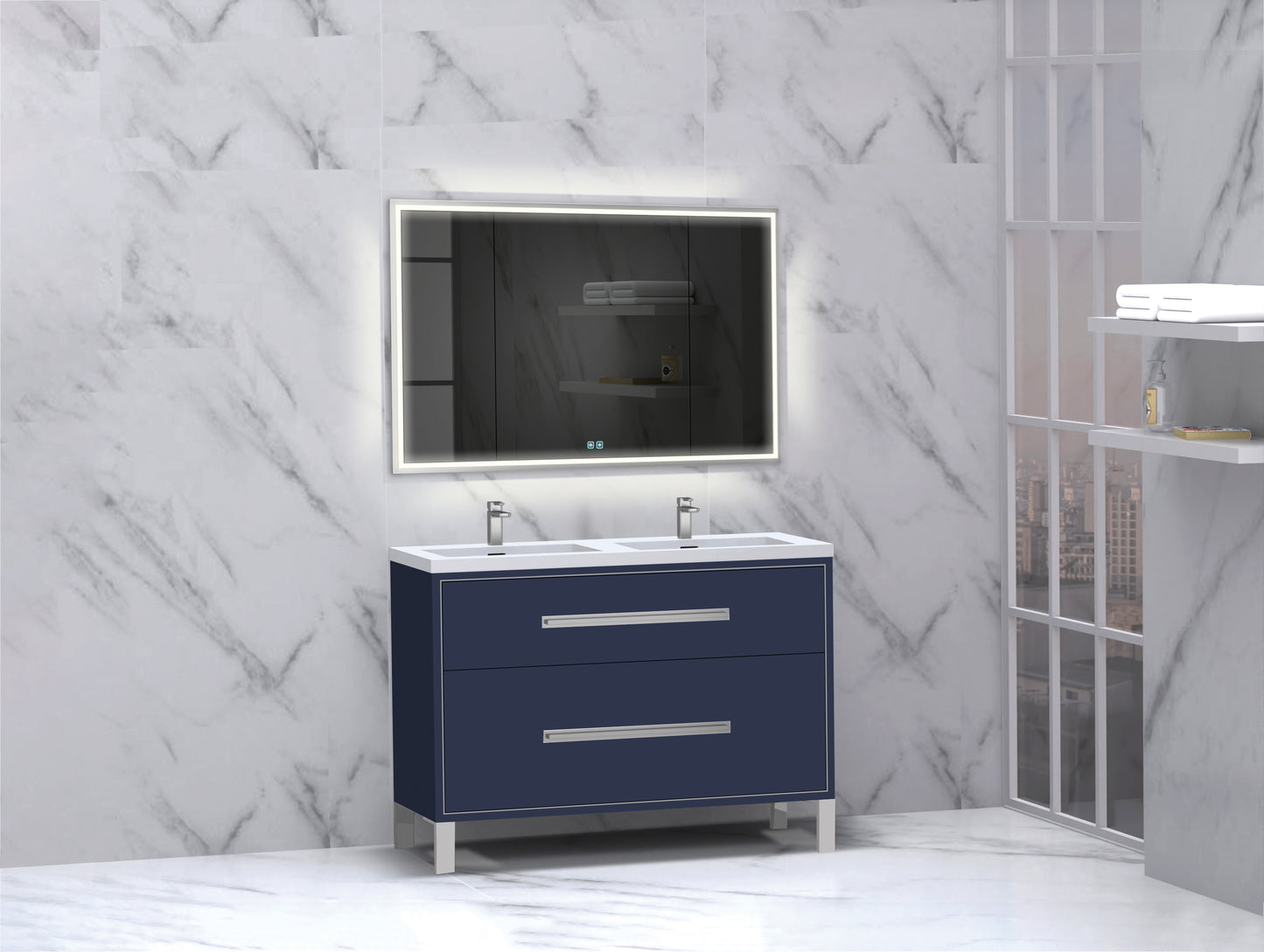 Pinnacle 48D" Free Standing Vanity Cabinet with L-Feet