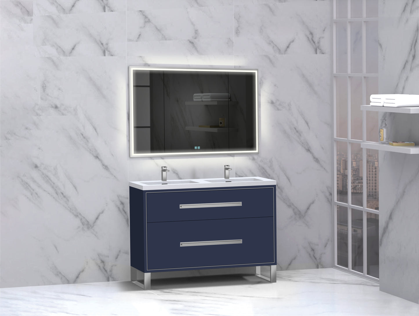 Pinnacle 48D" Free Standing Vanity Cabinet with S-Feet