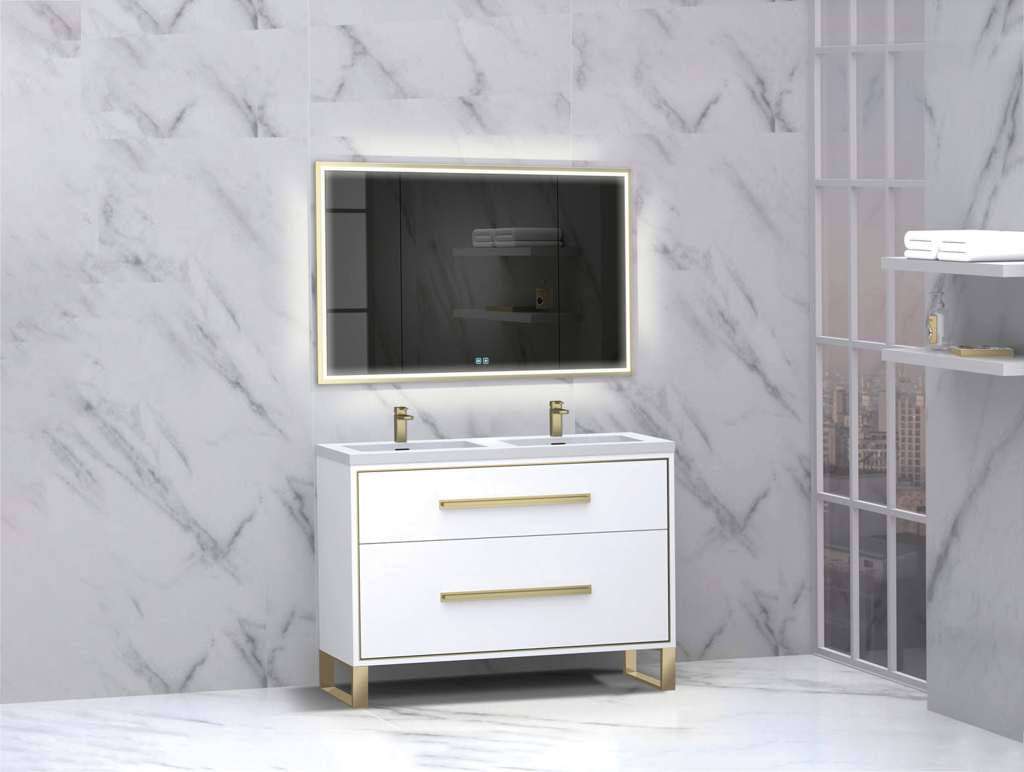 Pinnacle 48D" Free Standing Vanity Cabinet with S-Feet