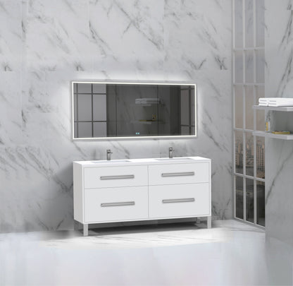 Pinnacle 60D" Free Standing Vanity Cabinet with L-Feet