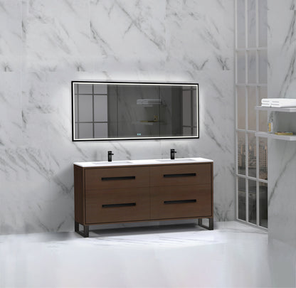 Pinnacle 60D" Free Standing Vanity Cabinet with S-Feet