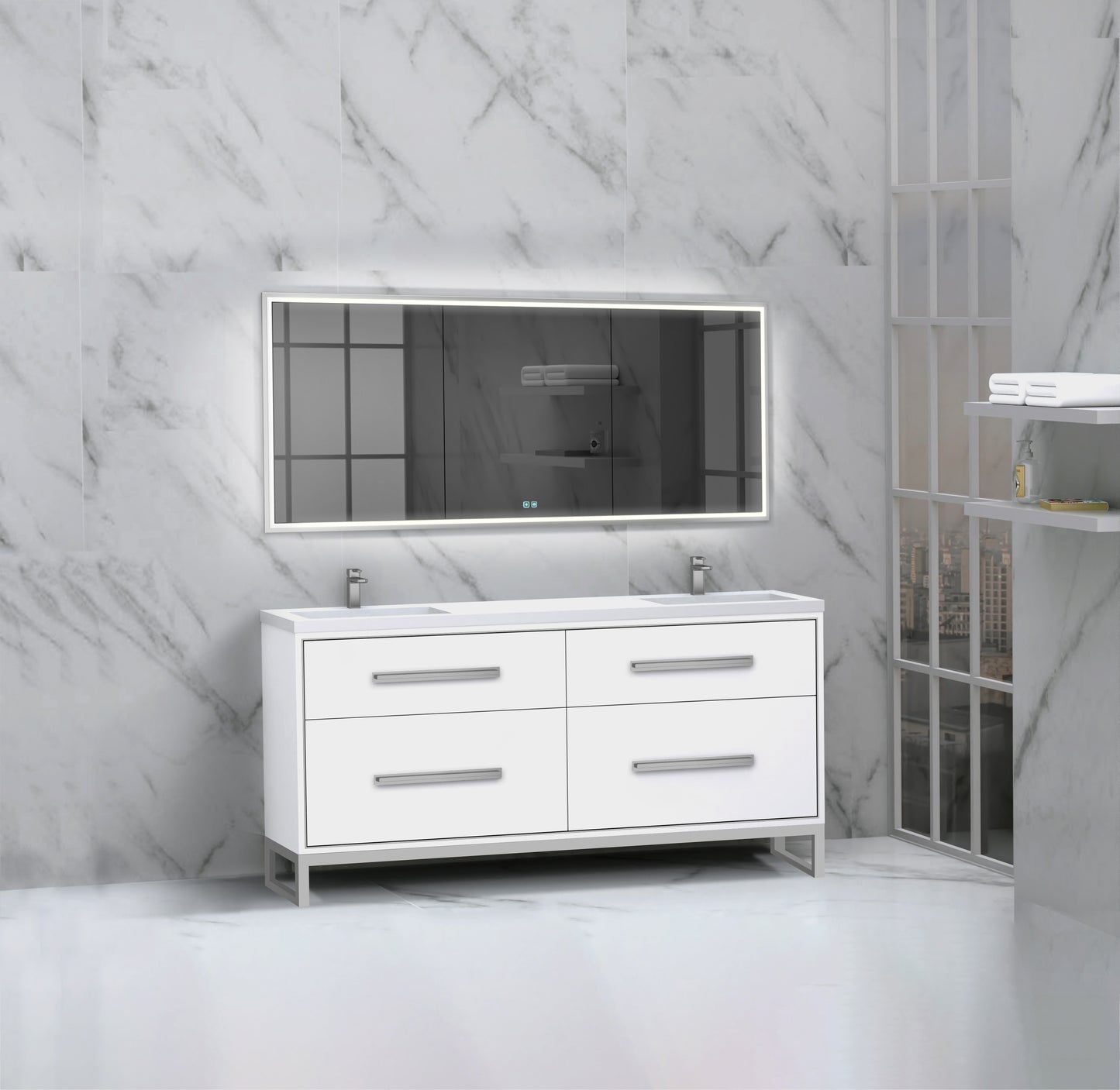 Pinnacle 72D" Free Standing Vanity Cabinet with C-Base