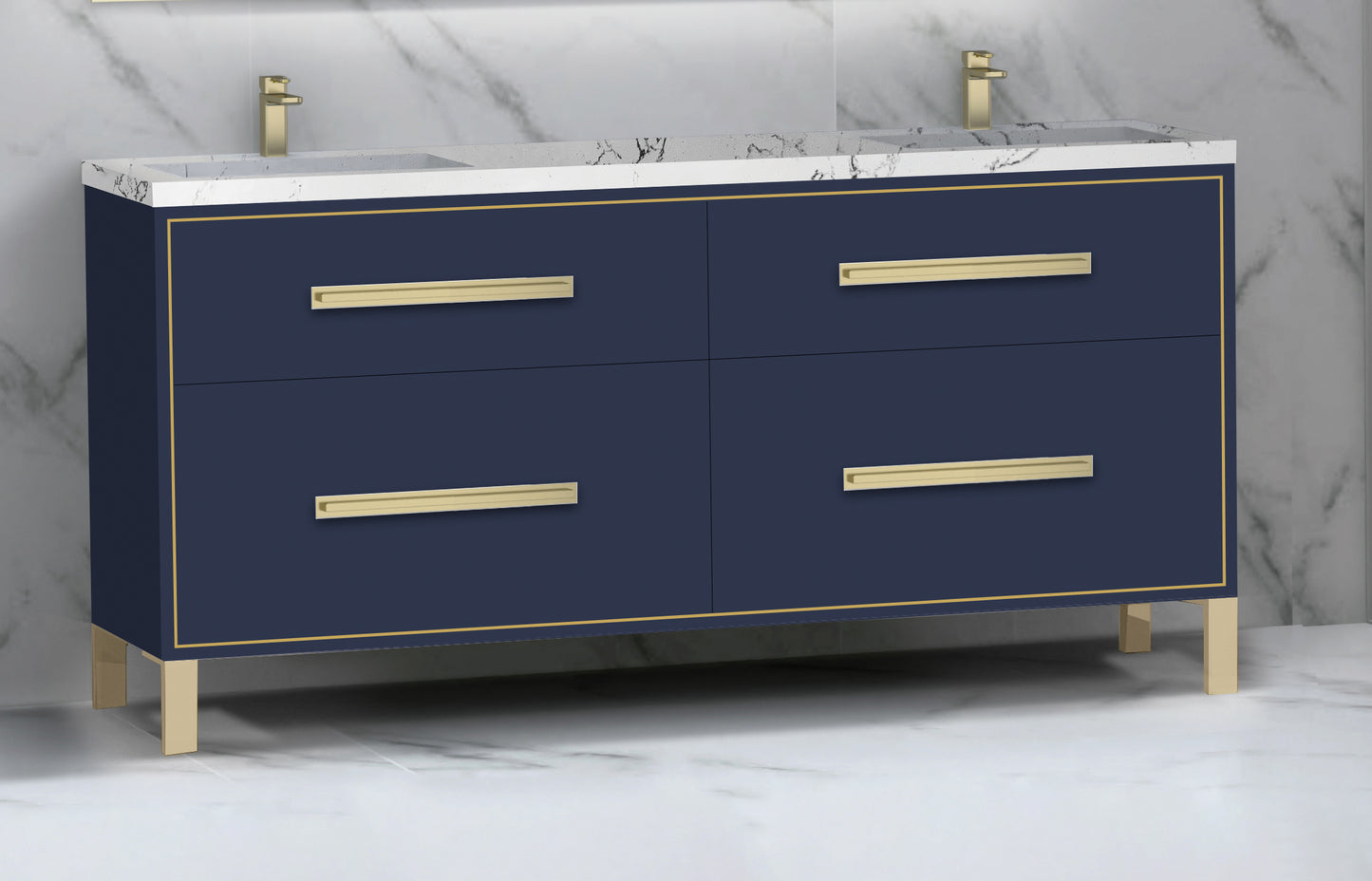 Pinnacle 72D" Free Standing Vanity Cabinet with L-Feet