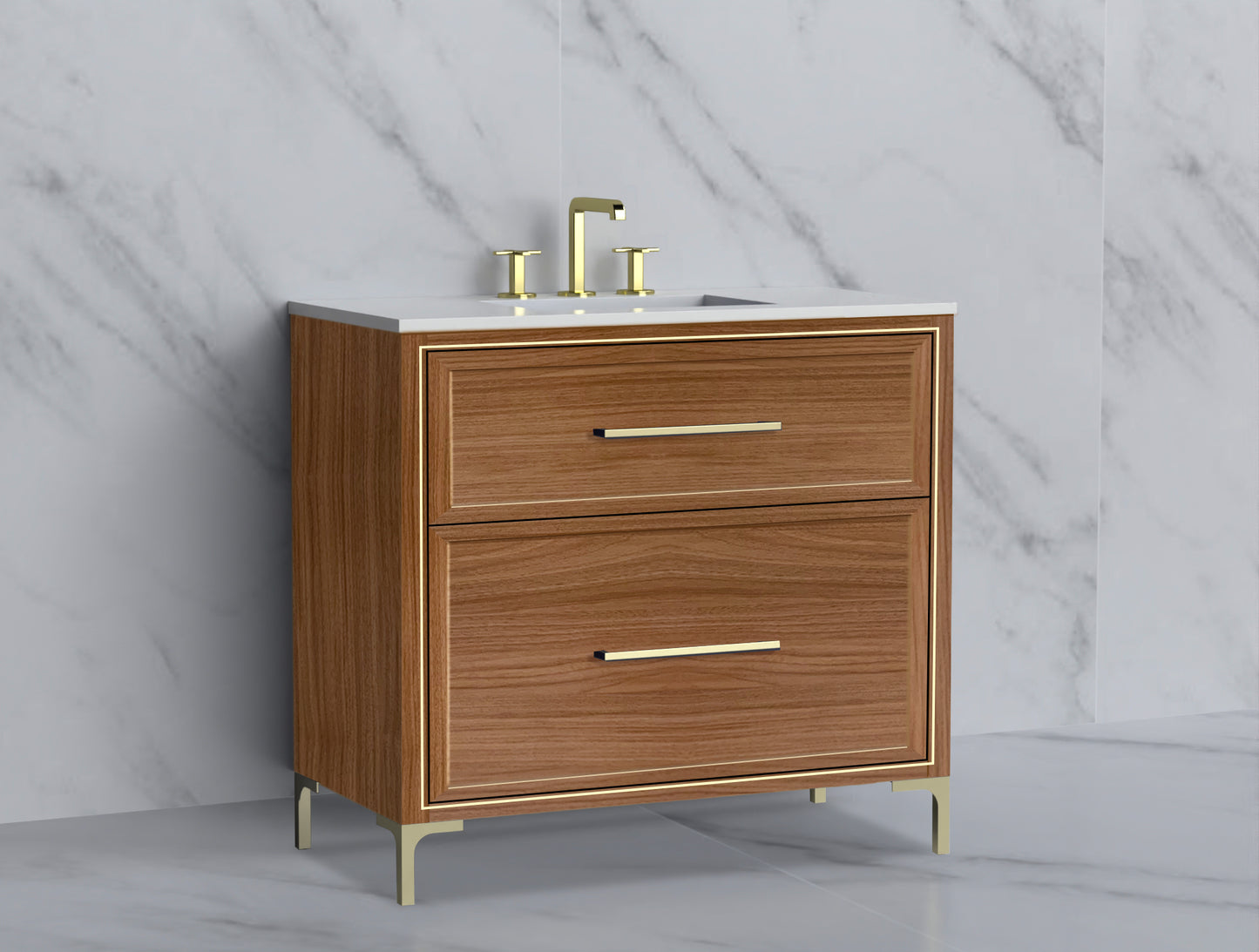 Profile 36" Free standing Vanity Cabinet with Trendsitional Feet