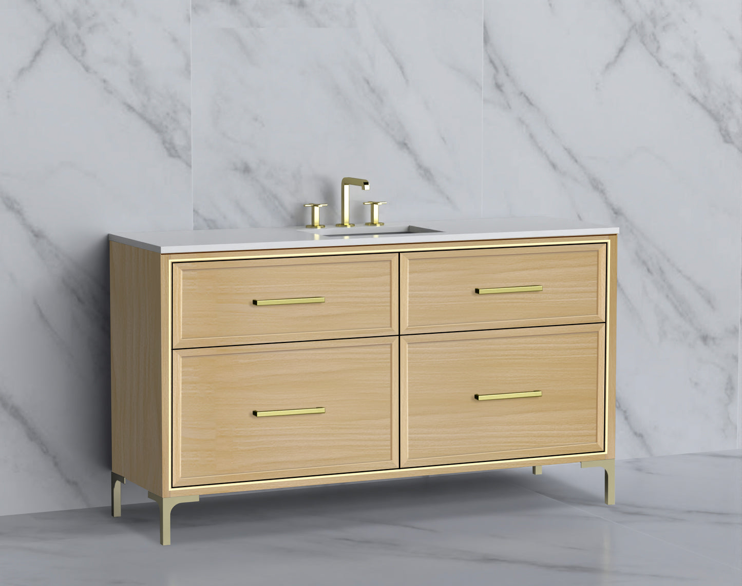 Profile 60C" Free standing Vanity Cabinet with Trendsitional Feet
