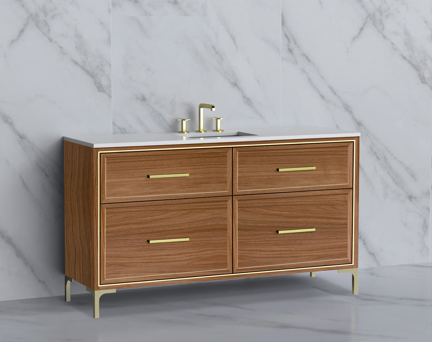 Profile 60C" Free standing Vanity Cabinet with Trendsitional Feet