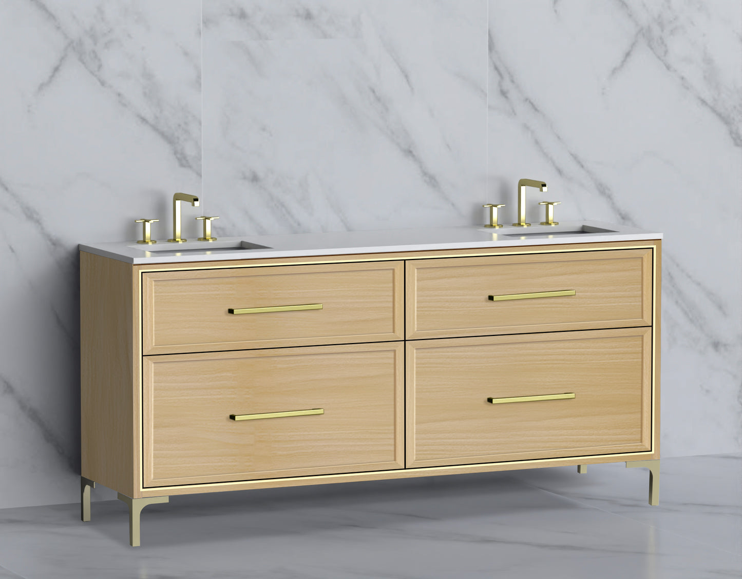 Profile 72" Free standing Vanity Cabinet with Trendsitional Feet