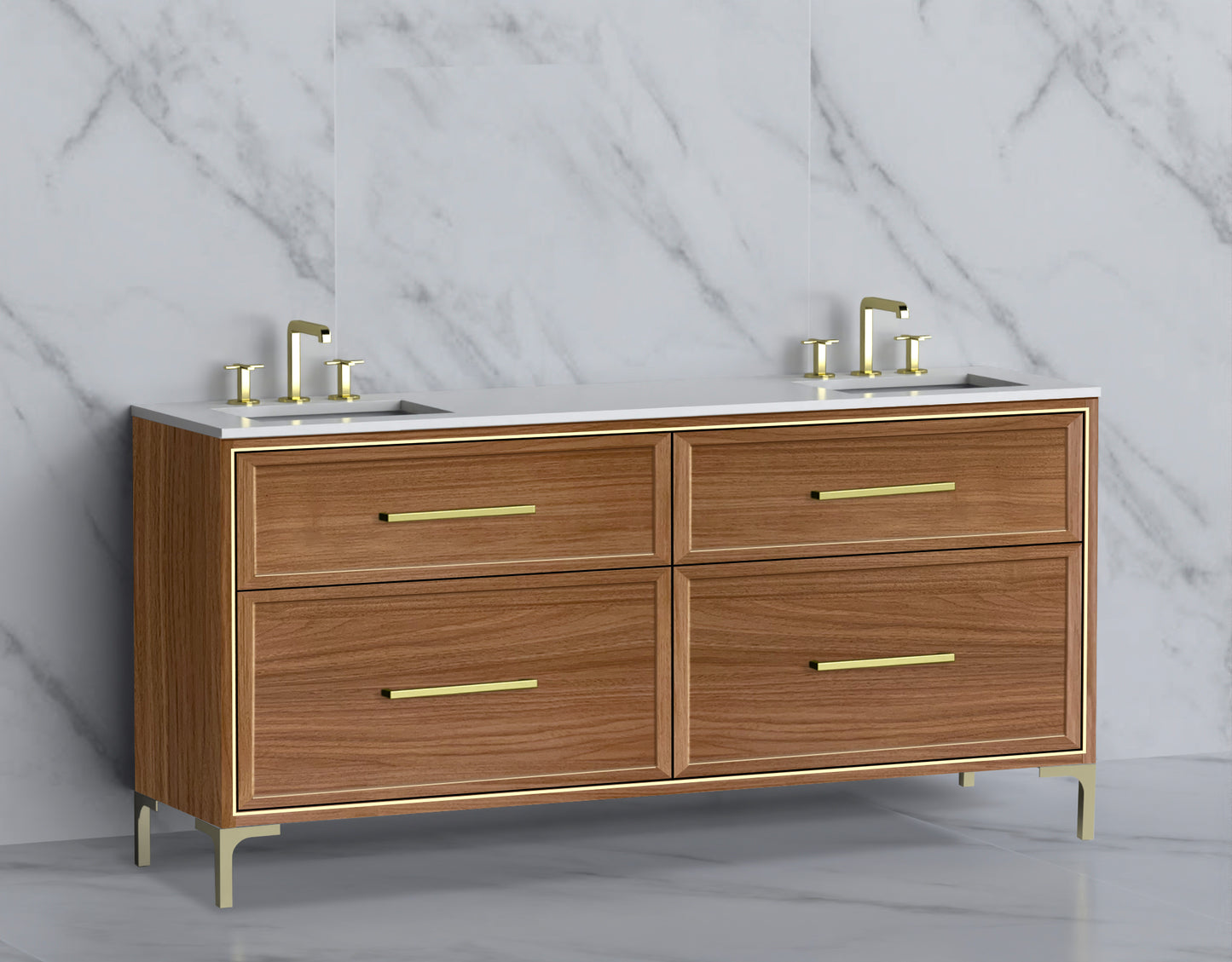 Profile 72" Free standing Vanity Cabinet with Trendsitional Feet