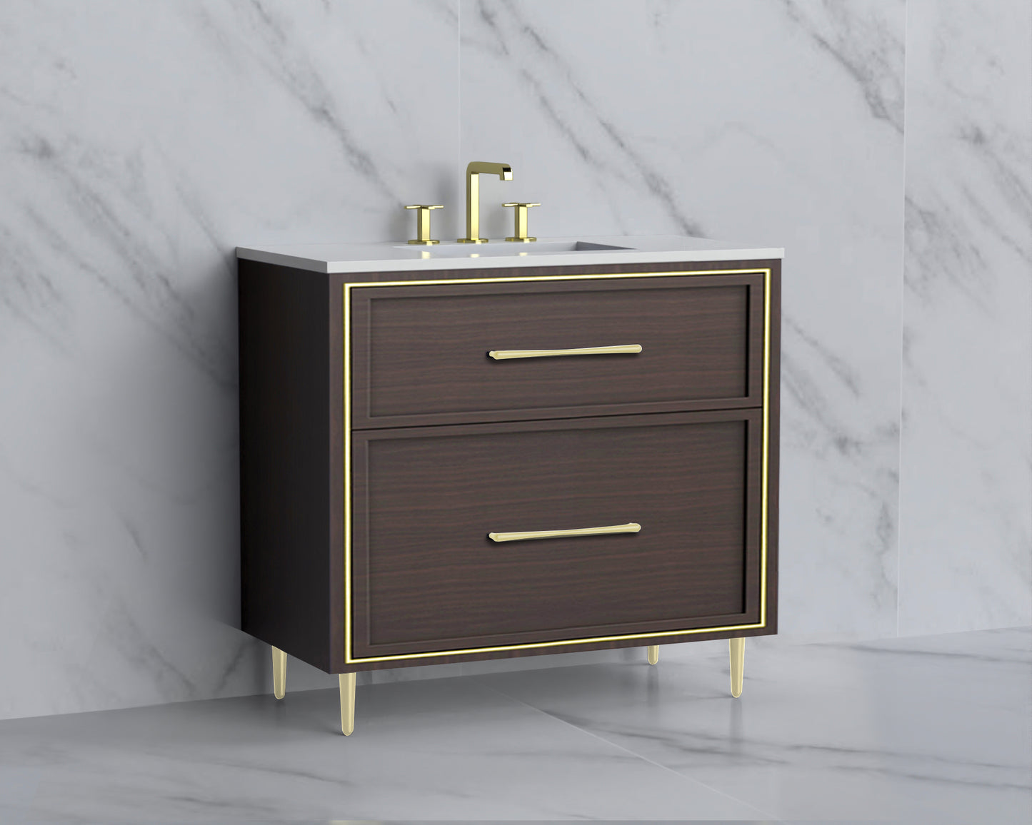 Profile 36" Free standing Vanity Cabinet with Mid-Century Feet