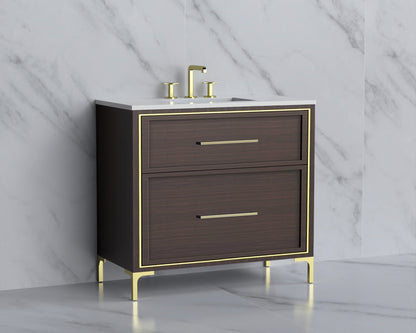 Profile 36" Free standing Vanity Cabinet with Trendsitional Feet