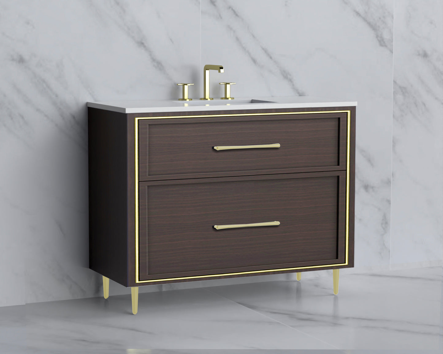 Profile 42" Free standing Vanity Cabinet with Mid-Century Feet