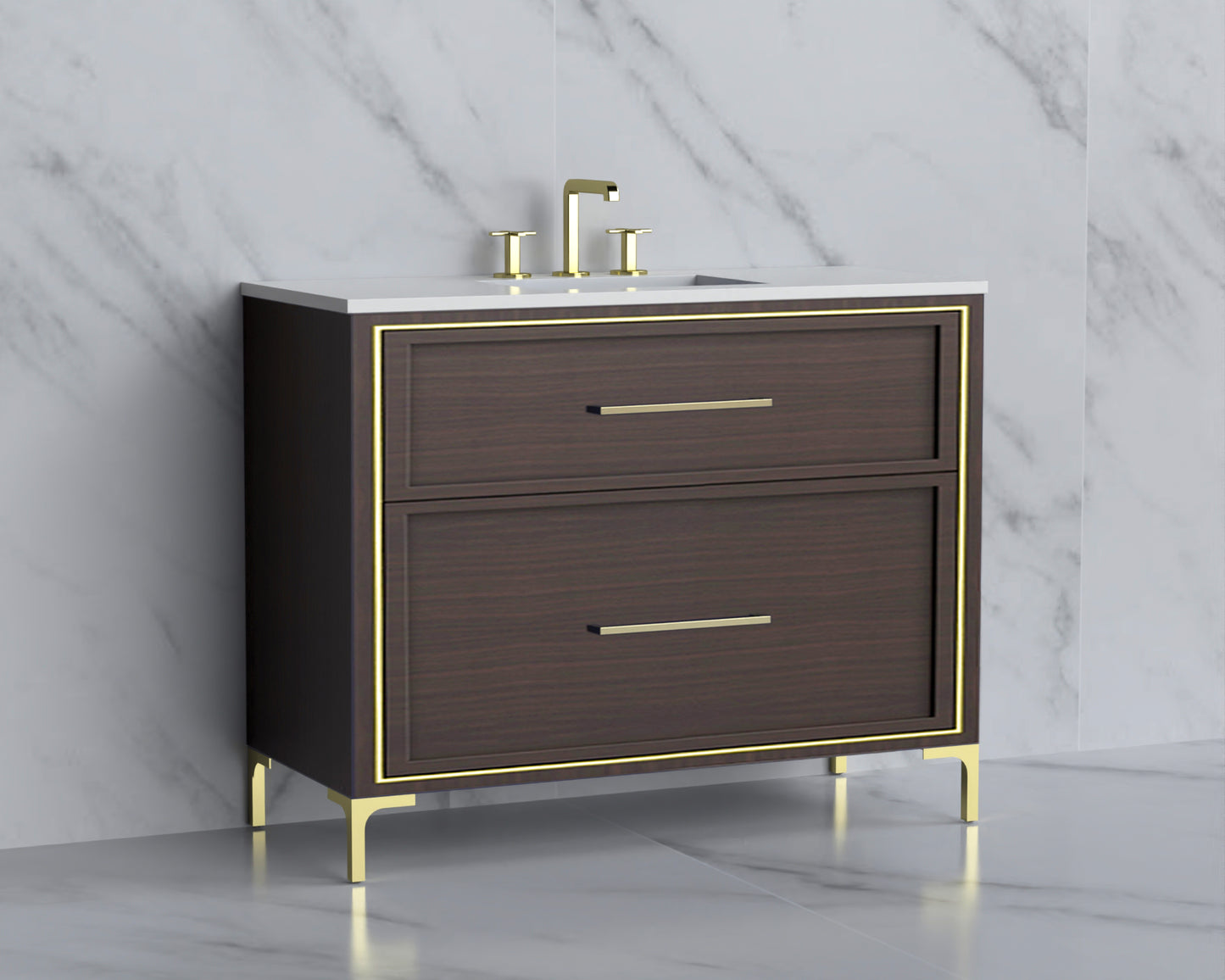 Profile 42" Free standing Vanity Cabinet with Trendsitional Feet