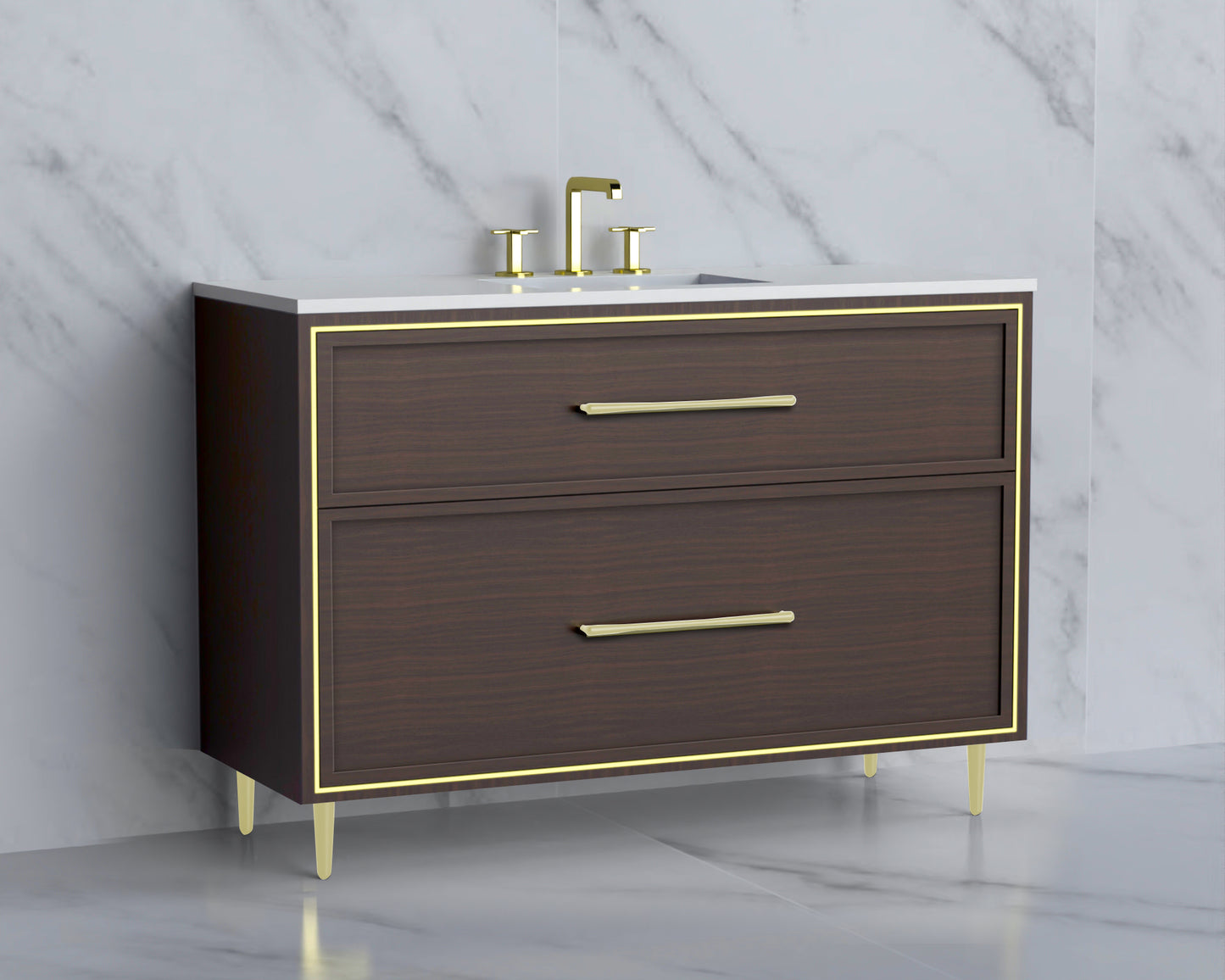Profile 48C" Free standing Vanity Cabinet with Mid-Century Feet