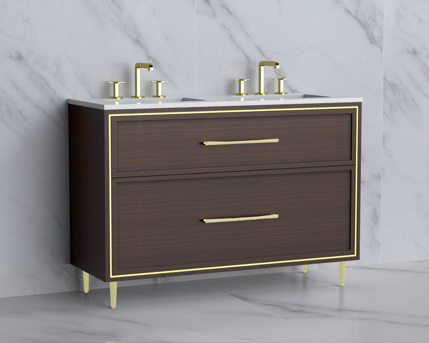 Profile 48D" Free standing Vanity Cabinet with Mid-Century Feet