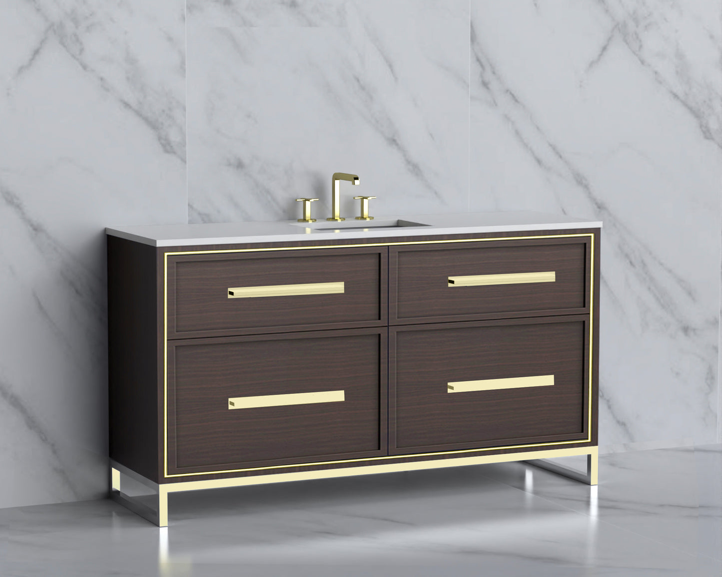 Profile 60C" Free Standing Vanity Cabinet with Contempo Feet/Base