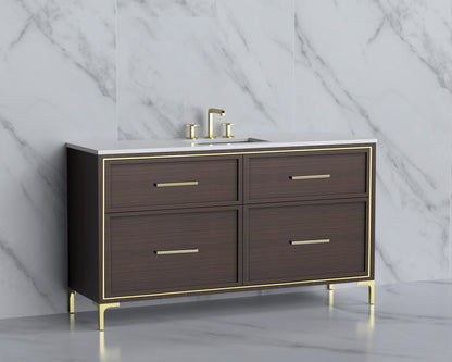 Profile 60C" Free standing Vanity Cabinet with Trendsitional Feet