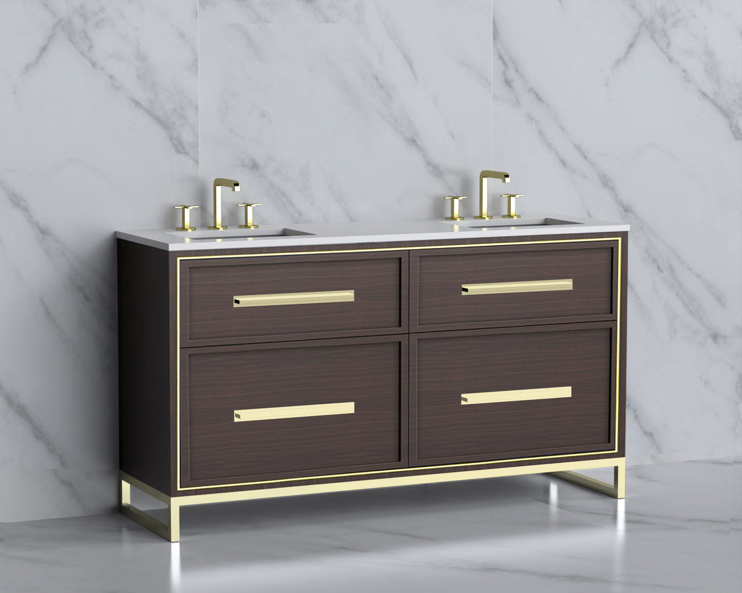 Profile 60D" Free Standing Vanity Cabinet with Contempo Feet/Base