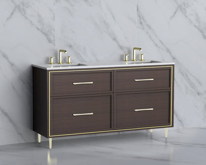 Profile 60D" Free standing Vanity Cabinet with Mid-Century Feet