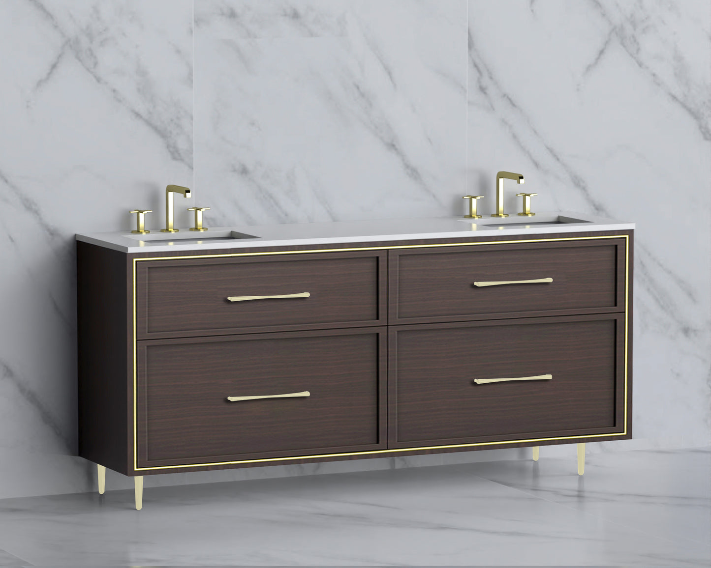 Profile 72" Free standing Vanity Cabinet with Mid-Century Feet