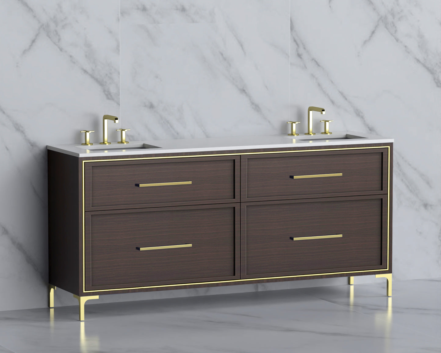Profile 72" Free standing Vanity Cabinet with Trendsitional Feet