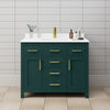 Custom image for Green with Brushed Gold Trim / White Cultured Marble / No Mirror