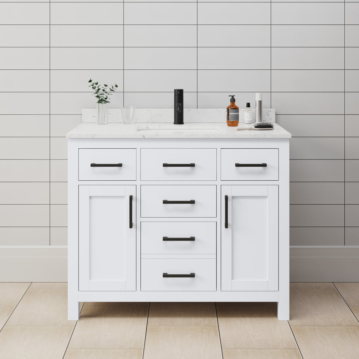 Beckett Bathroom Vanity with Countertop 42 inch Single Sink Single hol ...
