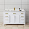 Custom image for White with Brushed Gold Trim / Carrara Cultured Marble / No Mirror