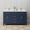 Custom image for Dark Blue with Brushed Gold Trim / White Cultured Marble / No Mirror