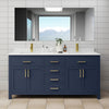 Custom image for Dark Blue with Brushed Gold Trim / Carrara Cultured Marble / No Mirror