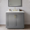 Custom image for Dark Gray with Brushed Gold Trim / White Quartz / No Mirror