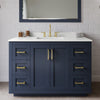Custom image for Dark Blue with Brushed Gold Trim / White Quartz / No Mirror