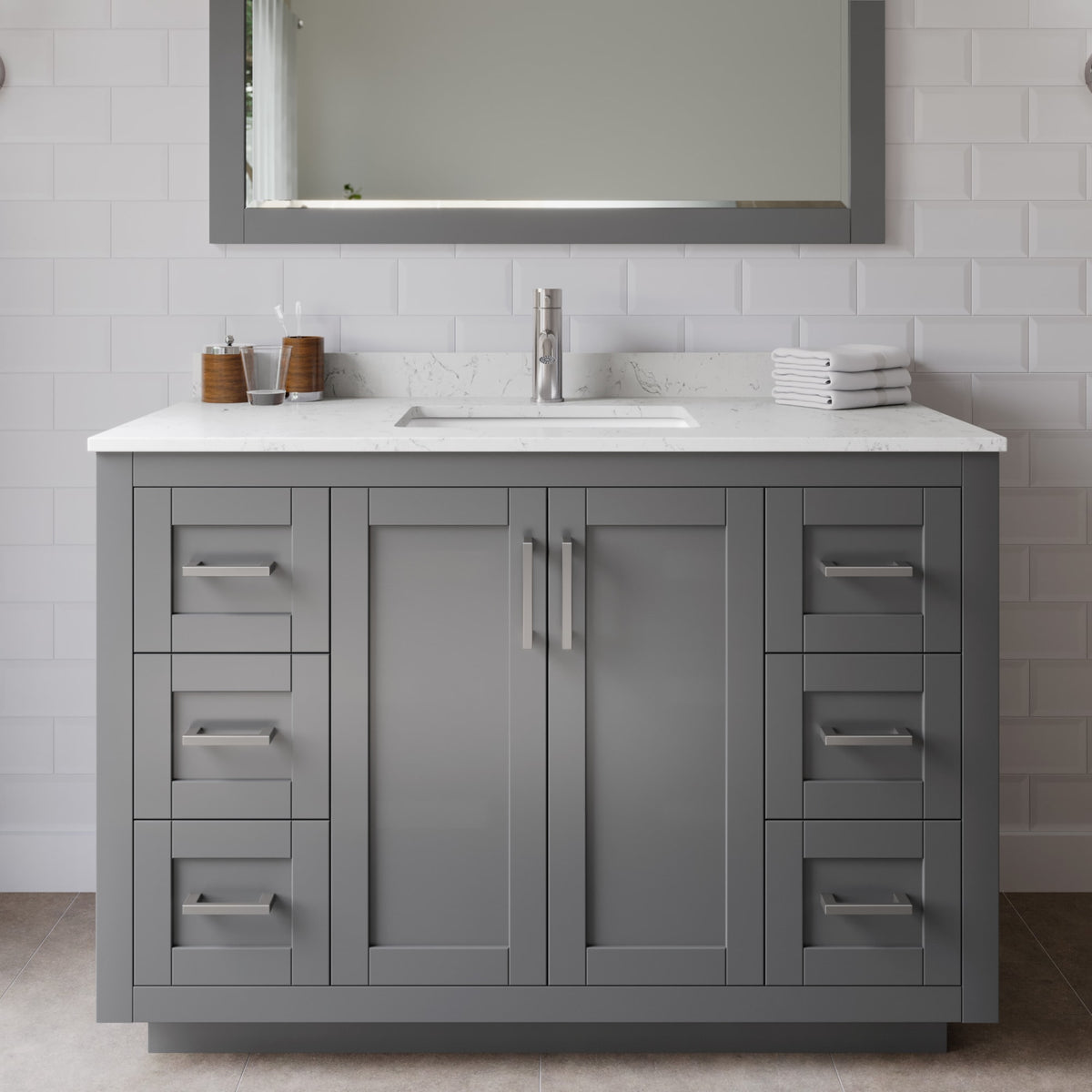Miranda Bathroom Vanity with Countertop 48 inch Single Sink Single hol ...
