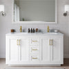 Custom image for White with Brushed Gold Trim / White Carrara Marble / No Mirror