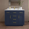 Custom image for Dark Blue with Brushed Gold Trim / White Cultured Marble / No Mirror