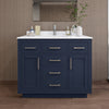 Custom image for Dark Blue with Brushed Nickel Trim / White Quartz / No Mirror