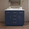 Custom image for Dark Blue with Brushed Nickel Trim / White Quartz / No Mirror