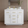 Custom image for White with Brushed Gold Trim / Giotto Quartz / No Mirror