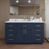 Custom image for Dark Blue with Brushed Gold Trim / Carrara Cultured Marble / No Mirror