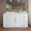 Custom image for White with Brushed Gold Trim / White Cultured Marble / No Mirror