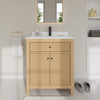 Custom image for Tanned Oak with Matte Black Trim / Carrara Cultured Marble / No Mirror