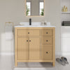 Custom image for Tanned Oak with Matte Black Trim / White Quartz / No Mirror