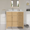 Custom image for Tanned Oak with Brushed Nickel Trim / Carrara Cultured Marble / No Mirror