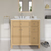 Custom image for Tanned Oak with Brushed Nickel Trim / White Cultured Marble / No Mirror