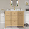 Custom image for Tanned Oak with Brushed Gold Trim / White Quartz / No Mirror