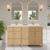 Custom image for Tanned Oak with Brushed Gold Trim / White Quartz / No Mirror