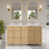 Custom image for Tanned Oak with Brushed Nickel Trim / White Quartz / No Mirror