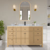 Custom image for Tanned Oak with Matte Black Trim / White Carrara Marble / No Mirror