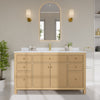 Custom image for Tanned Oak with Brushed Gold Trim / White Quartz / No Mirror